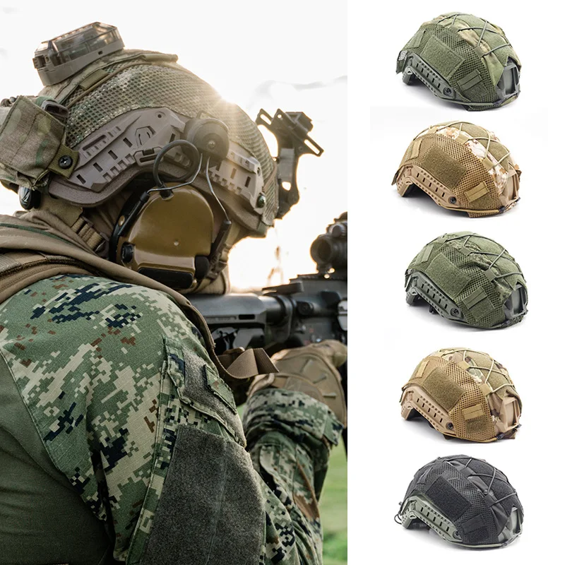 Funda táctica para casco rápido, equipo Universal de camuflaje Airsoft para exteriores, patrón EMR MC ATFG BK - imagen 5