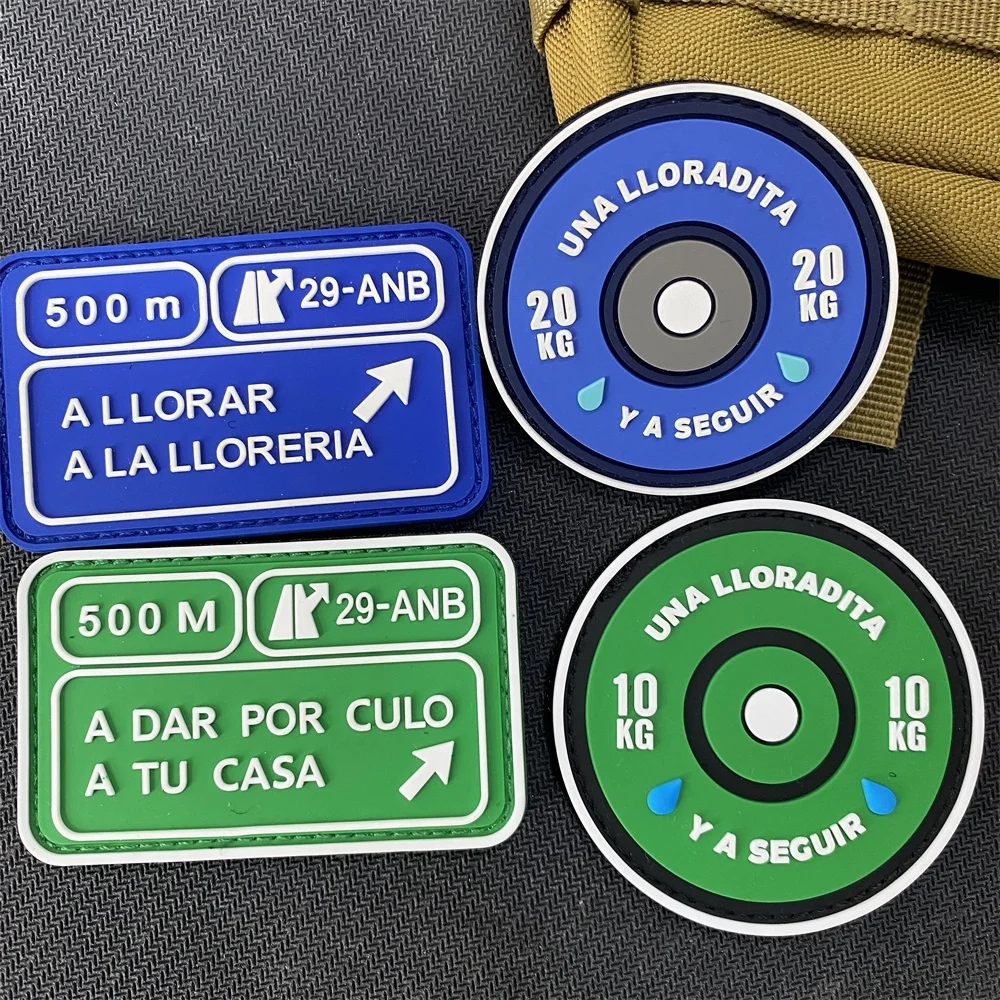 Parche táctico de gancho y bucle de PVC para levantamiento de pesas en español, 10kg, 500M A LLORAR, pegatinas para mochila de entrenamiento cruzado, insignia para exteriores