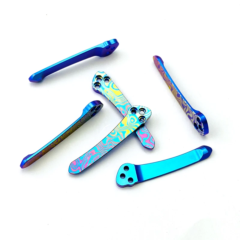 Clip integrado de aleación de titanio azul horneado anodizado para spider para2 C81, Clip trasero con 3 tornillos, accesorios para cuchillos, nuevo - imagen 3