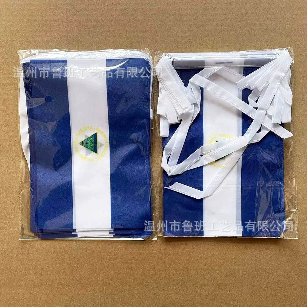 Bandera de Nicaragua con bandera de Nicaragua 14x21cm 20pcs/lot Nicaragua String flags banderbanner para la decoración de fiesta del Festival - imagen 4