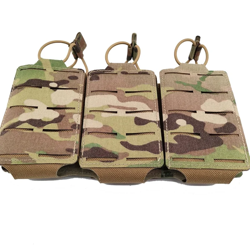 Bolsa táctica para revistas 5,56/7,62, Modular Airsoft, Triple bolsa abierta superior Mag, portador de corte láser, bolsas para revistas Molle - imagen 3
