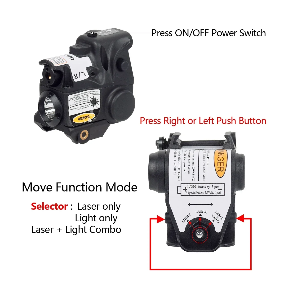Linterna táctica de pistola compacta con luz de explorador, punto rojo y verde, para Glock 17 19, armas Airsoft G2C PX4, Mini linterna - imagen 2