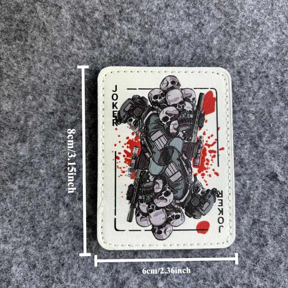 Parche táctico con estampado de calavera del Joker, parches con emblema de gancho y bucle, insignia de moral militar, brazalete del ejército, pegatinas para mochila Chevron - imagen 3