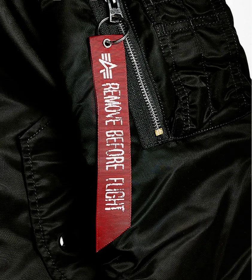 Etiqueta lateral de nailon rojo, brazalete decorativo para chaqueta de vuelo, colgante de llavero, accesorio de ropa de caza - imagen 5