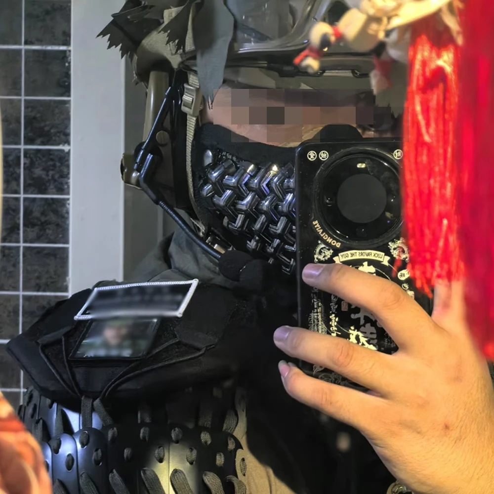 Máscara de armadura facial de Metal Hanfu chino, máscaras de malla de media cara Airsoft para hombres y mujeres, máscara de armadura china antigua para Cosplay, Paintball - imagen 5