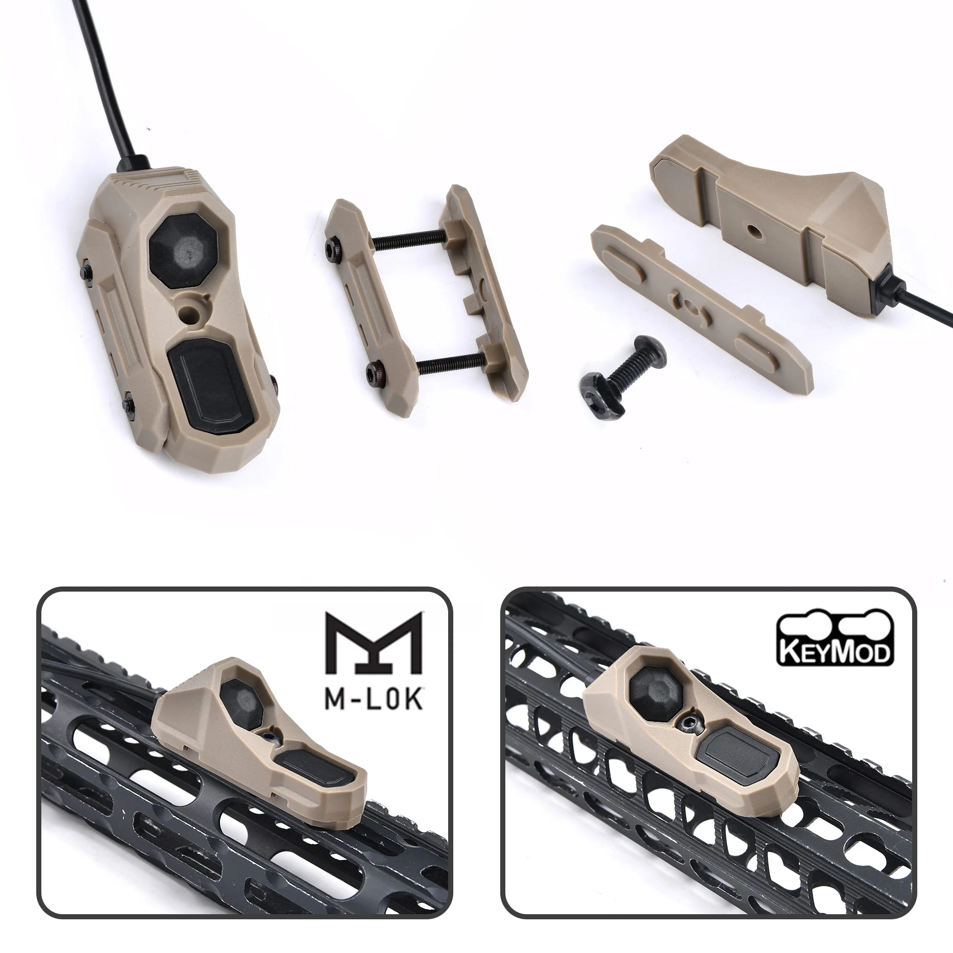 AXON Picatinny Mlok Rail interruptor doble remoto de un solo cable Compatible con linterna de arma SF grúa láser DBALPEQ de 2,5mm - imagen 2