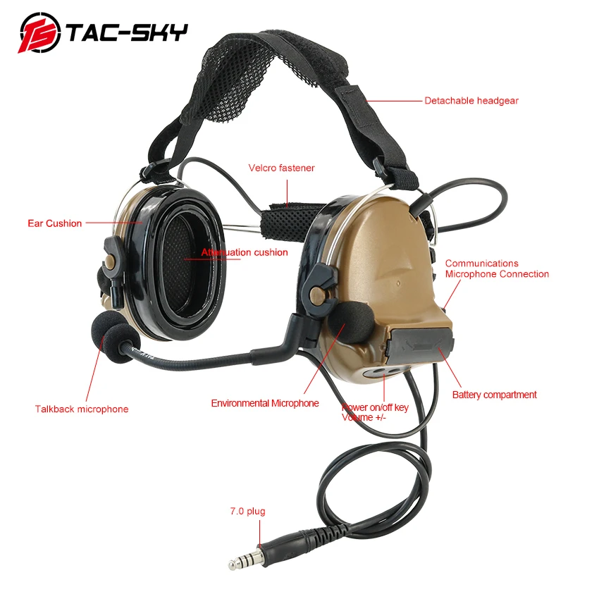 Auriculares tácticos con diseño de diadema trasera, orejeras electrónicas con reducción de ruido, auriculares de tiro TSC2 Airsoft y exteriores - imagen 3