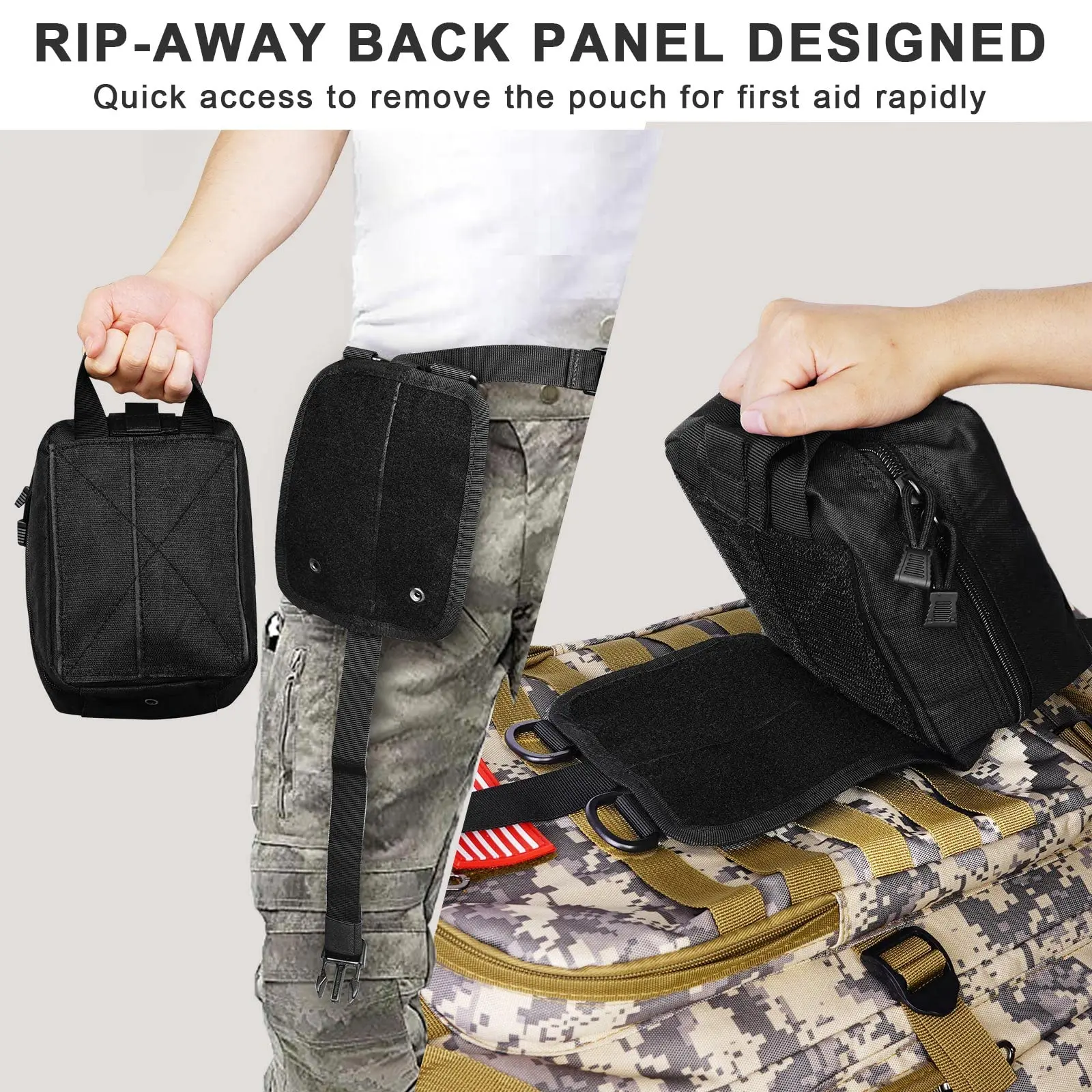 Molle-bolsa médica táctica de nailon, bolsa de primeros auxilios militar, suministros de emergencia al aire libre - imagen 4