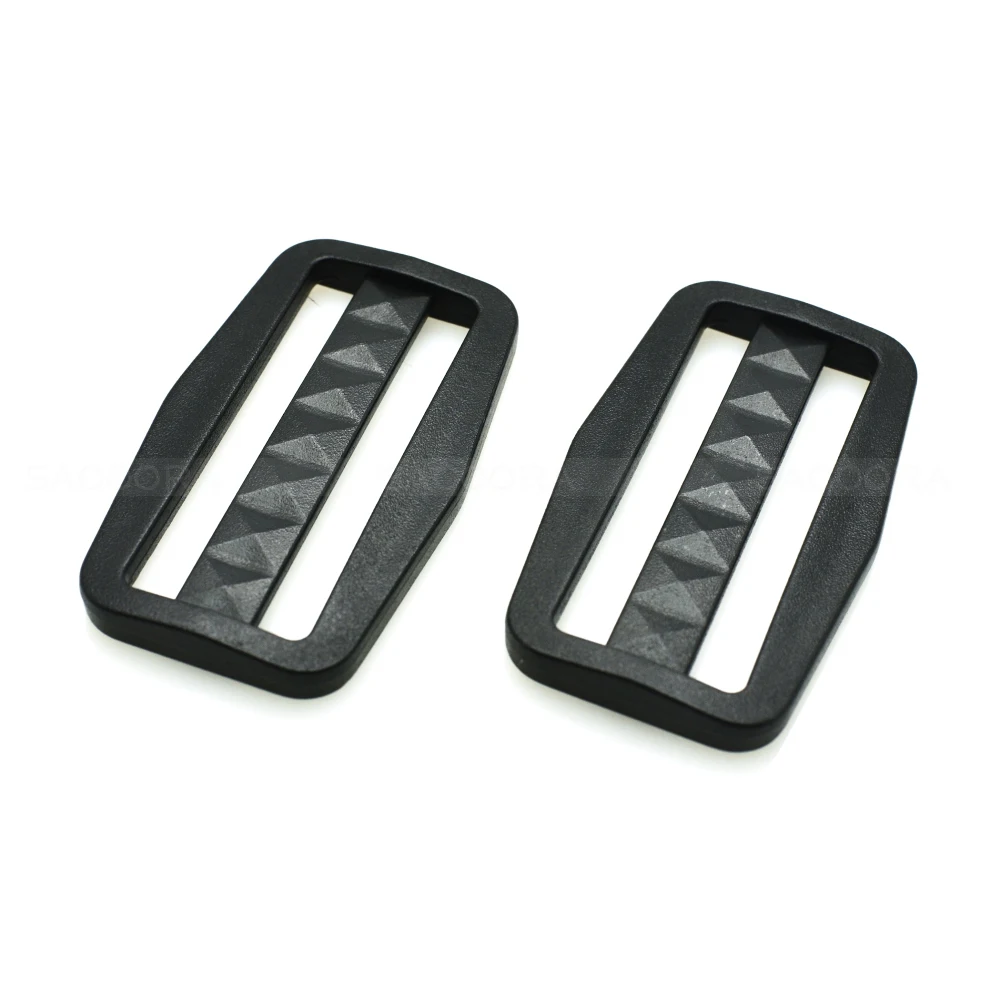 Hebilla ajustable para correas de mochila, deslizador trideslizante de plástico de 2 pulgadas, accesorios de costura, color negro - imagen 3