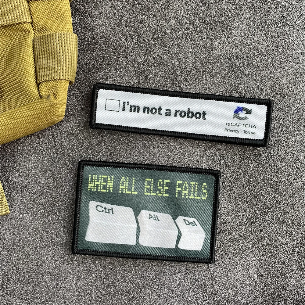 Cuando todo lo demás fallos Ctrl + Alt + Del parche estampado No soy un Robot moral insignia accesorios para mochila militar táctica pegatina - imagen 2