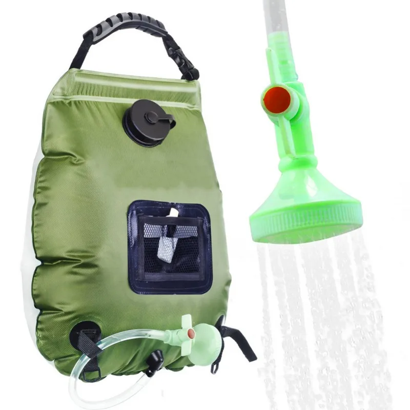 Bolsa ducha solar portátil 20L para camping con manguera extraíble