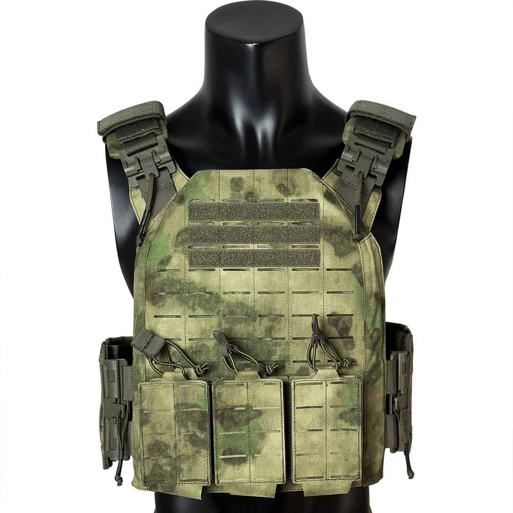 EMERSONGEARS con bolsa triple, chaleco táctico ligero, traje de corte láser, chaleco de nailon modular de liberación rápida, equipo MOLLE - imagen 5