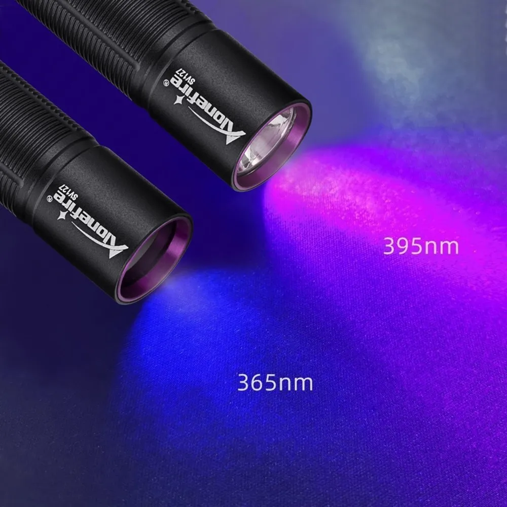 Mini linterna UV de 3W con luz negra, 365nm/395nm, recargable por USB, marcador de orina para perros y gatos, dinero, escorpión, agente fluorescente, antorcha de luz - imagen 3