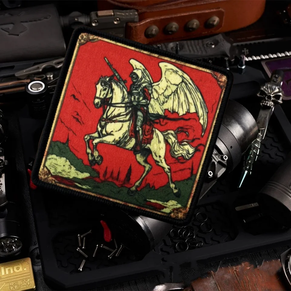 Parche estampado de jinete del Apocalipsis, insignia de moral táctica de soldado, emblema, parche de gancho y bucle, brazalete del ejército militar, pegatinas para mochila
