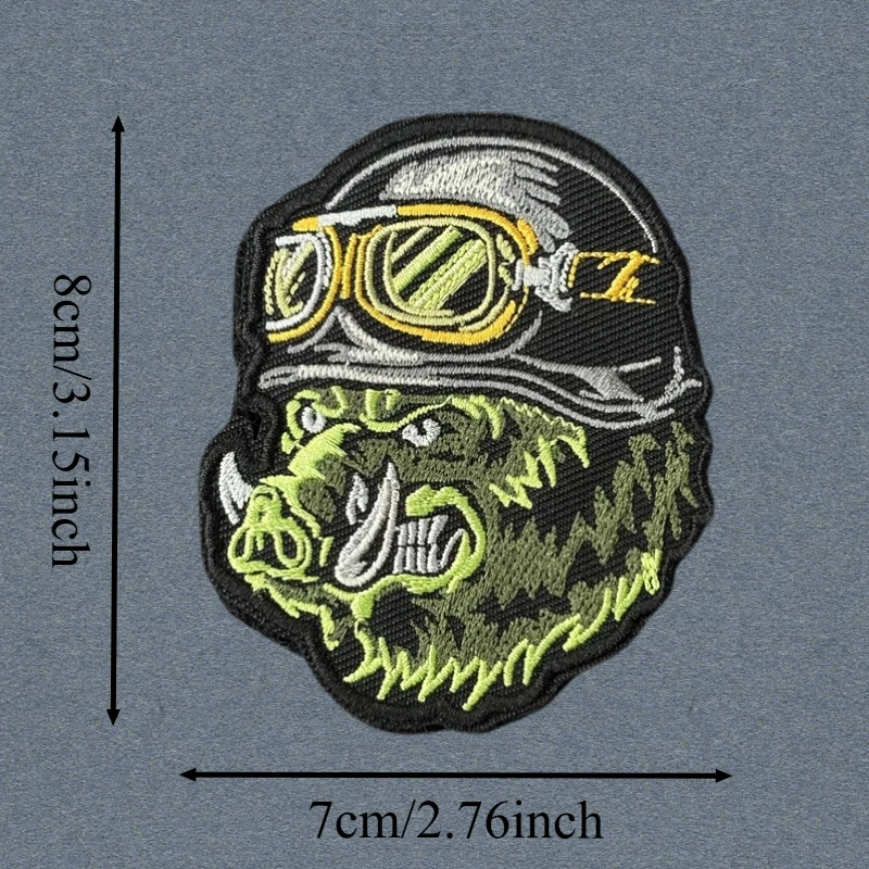 Parche bordado de oso rugiente, gancho y bucle táctico de jabalí, insignia de moral, mochila, pegatina decorativa, parches para brazalete para ropa - imagen 4