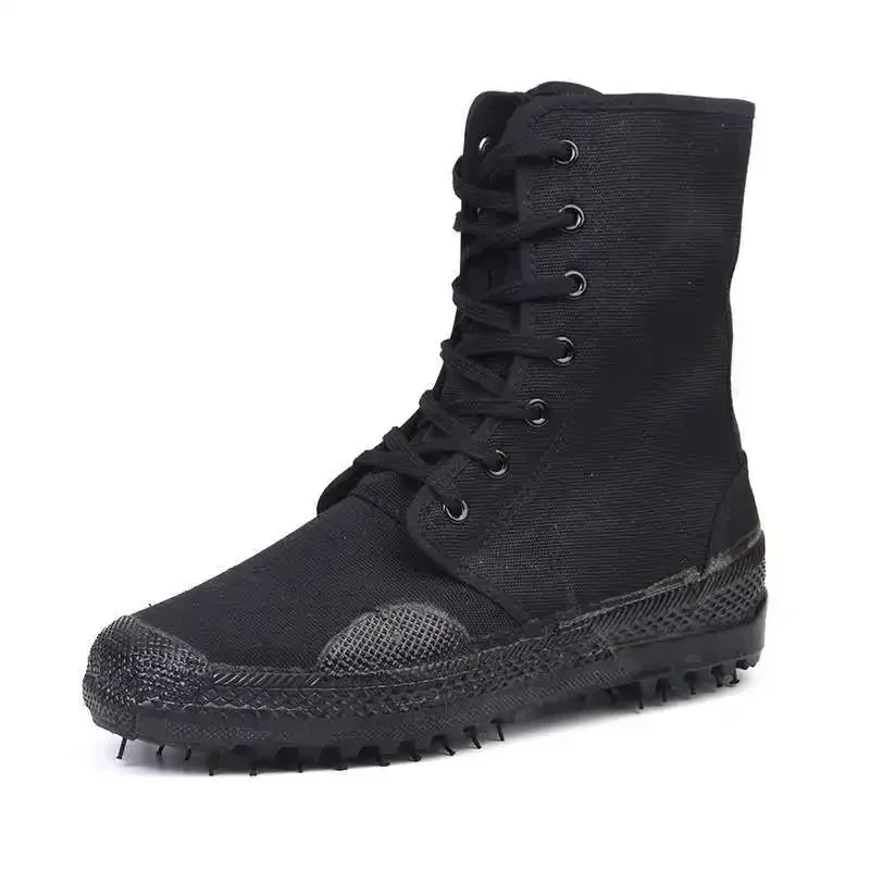 Botas de combate negras de alta calidad para hombre, botas de seguridad para el trabajo al aire libre, zapatos sólidos de lona informales para hombre, zapatos para correr y senderismo, envío gratis