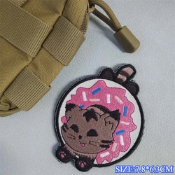 Parche bordado gato Donut con velcro – insignia moral táctica