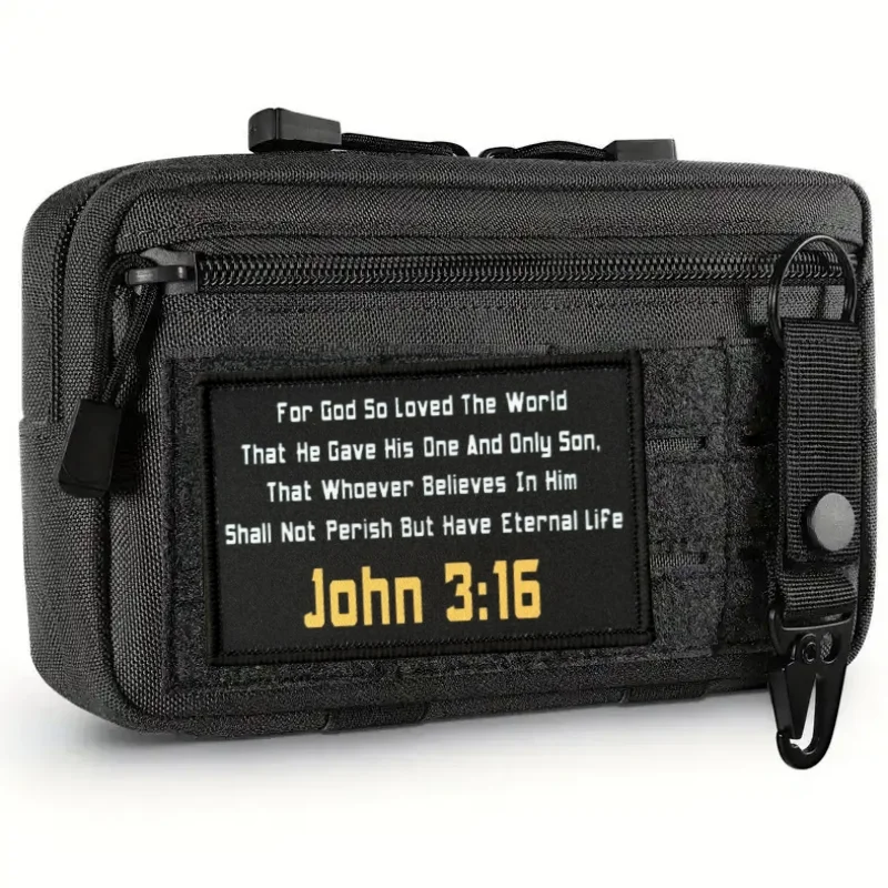 John 3:16 Parche con estampado de escritura de la Biblia cristiana, chaleco táctico, insignia de gancho y bucle, pegatina para mochila, parches para brazalete para ropa