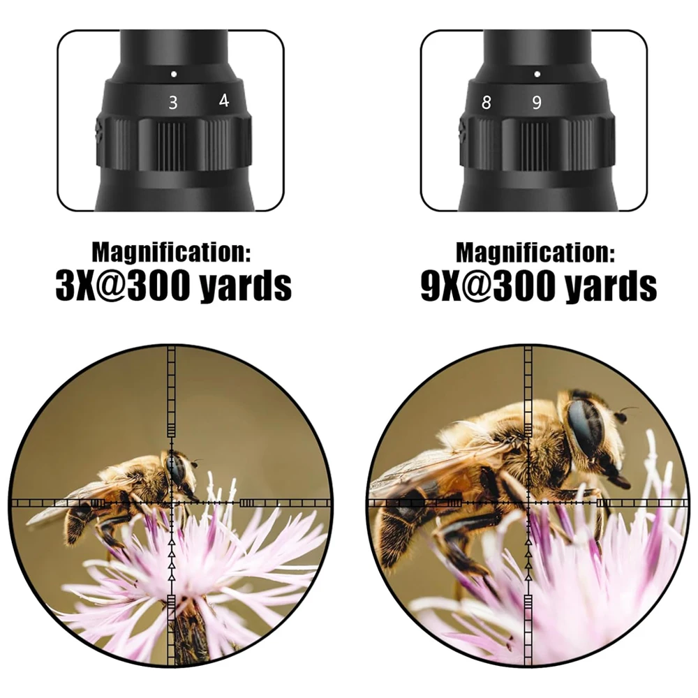 Mira telescópica táctica de 3-9x40mm, mira de caza, lente púrpura, mira óptica de largo alcance para rieles de 20mm/11mm - imagen 4