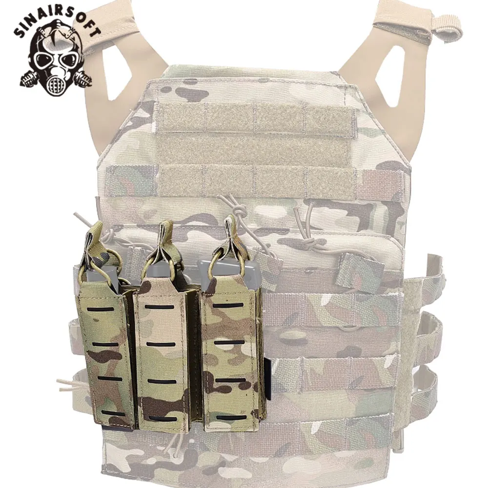 SINAIRSOFT Bolsa táctica para revistas LSR de 9 mm Triple Mag Carrier Molle Bolsa cortada con láser - imagen 4