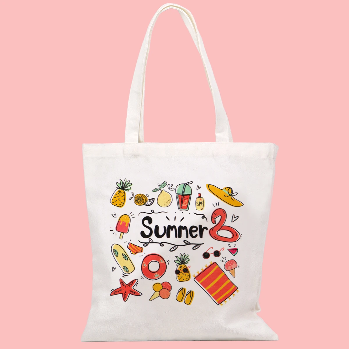 Bolso de mano de lona de verano, bolso de fruta encantador, bolsos de compras para mujer, bolso de hombro plegable, bolsa de almacenamiento de moda - imagen 5