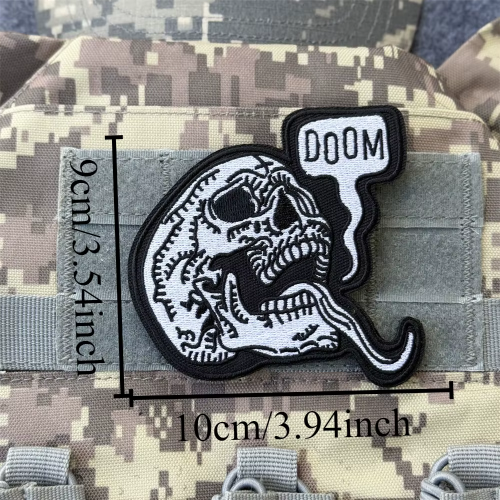Parche bordado calavera gótica – Táctico para mochila o chaleco - imagen 2