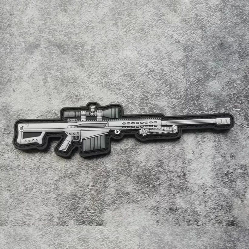 Parches para Rifle armado de PVC 3D, pistola de asalto de francotirador, brazalete de carbono, insignia táctica de habilidad Barrett para bolsa de ropa, versión Q SR25 M416 - imagen 5