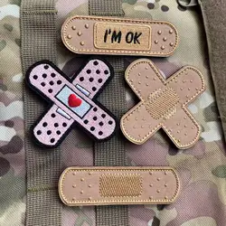 Parches para heridas I'm OK, insignias de moral, emblema bordado con gancho y bucle, parches tácticos OK para ropa, pegatina para mochila