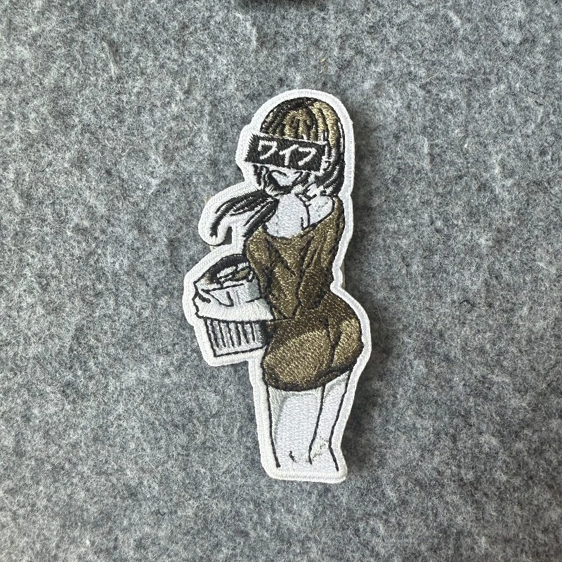 Parche de chica de dibujos animados de Anime, gancho y bucle para ropa, mochila, decoración, apliques, insignia de moral táctica DIY - imagen 4