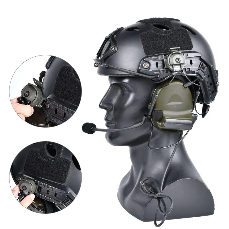 Auriculares tácticos para casco, audífonos de comunicación para pistolas de aire, Paintball CS, caza al aire libre, tiro, sin función de reducción de ruido - imagen 2