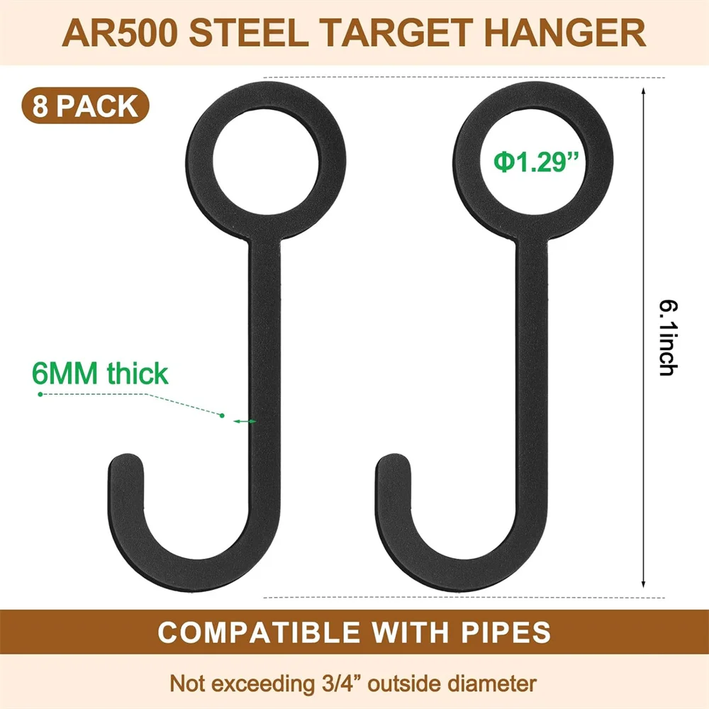 Colgador de objetivo de acero AR500, Kit de soporte para objetivo de tiro, gancho colgante de objetivo de Metal, soporte para objetivo de acero, perchas de Metal para tubos DIY - imagen 3