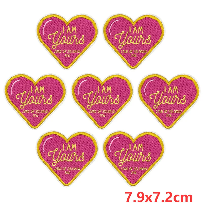 10 unids/lote de apliques de letras/frases rosas, parches para planchar para ropa, parches bordados con texto de dibujos animados en ropa, insignias fusibles - imagen 5