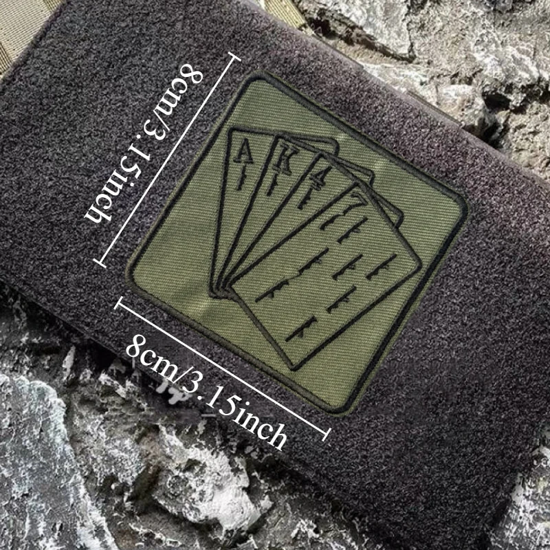 Parche "Poker Card Ak47", insignia de moral táctica, gancho bordado y bucle, mochila, ropa, accesorios decorativos, pegatina, brazalete - imagen 4