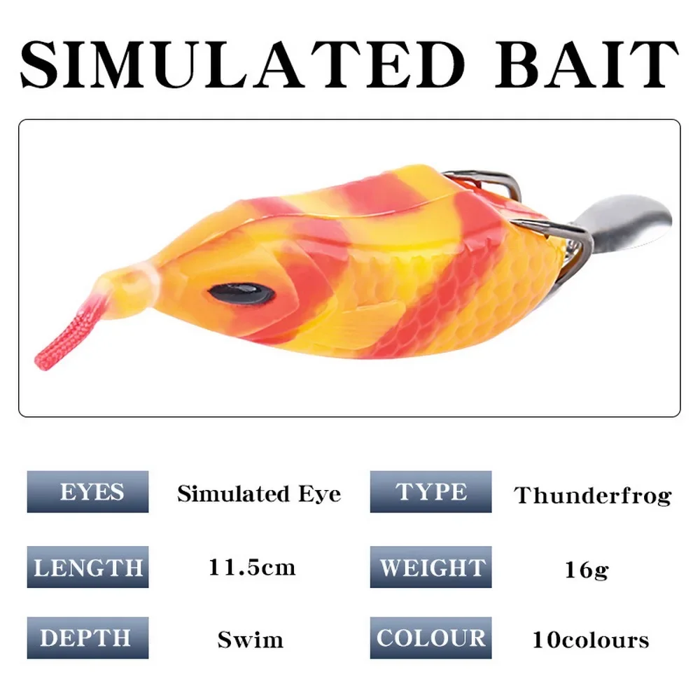 Luya-señuelo biomimético de borde, flotador de modificación, sapo venenoso, lentejuelas de goma, Thunderfrog, 9,5 cm/16g, equipo de pesca en caja, 1 unidad - imagen 4
