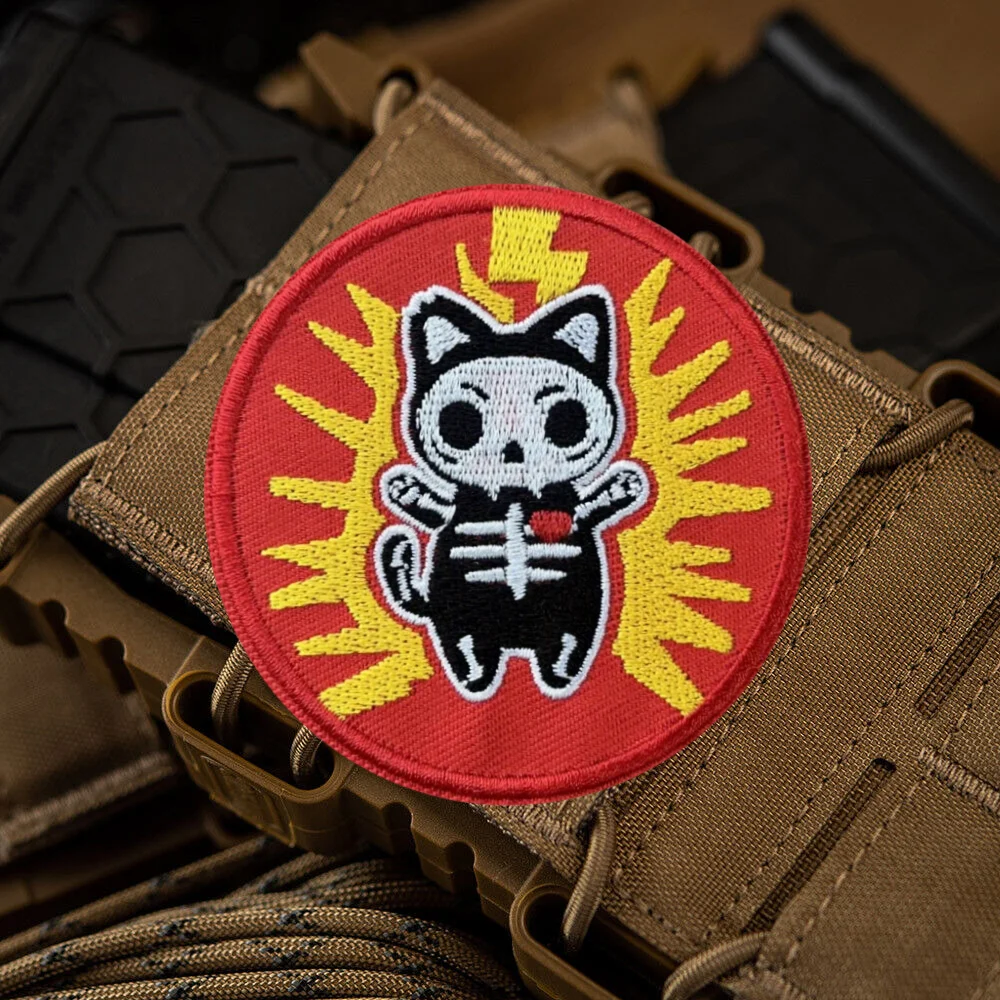 Kotik-Parche táctico bordado de esqueleto, brazalete divertido con gancho y bucle, insignia de moral militar, pegatinas para mochila y ropa - imagen 5