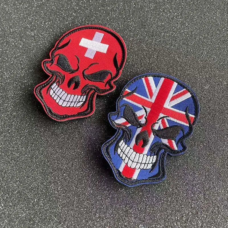 Alemania, Francia, Reino Unido, España, EE. UU., México, Italia insignias bandera parches militares, tela de calavera bordado mochila apliques embleem táctico - imagen 3
