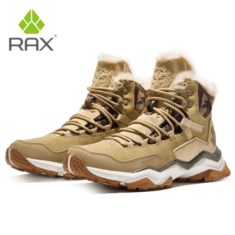 RAX-zapatos de senderismo impermeables para hombre, zapatillas de deporte de invierno para exteriores, botas de nieve de felpa, trekking de montaña, turismo al aire libre, zapatos para correr