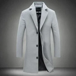 Chaqueta mezclada algodón y lana – Abrigo largo casual para hombre