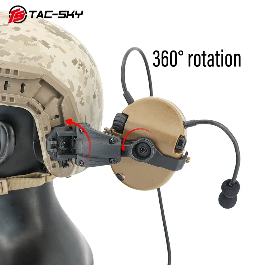 TS TAC-SKY-auriculares tácticos de un solo lado, dispositivo montado en riel de arco OPS-CORE, sin cancelación de ruido, con enchufe kenwood de 2 pines, U94, PTT - imagen 3
