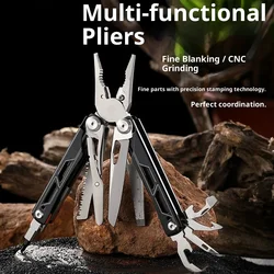 Nuevo alicates multifuncionales de proceso de perforación de precisión, alicates portátiles de herramientas totalmente de acero inoxidable para acampar al aire libre