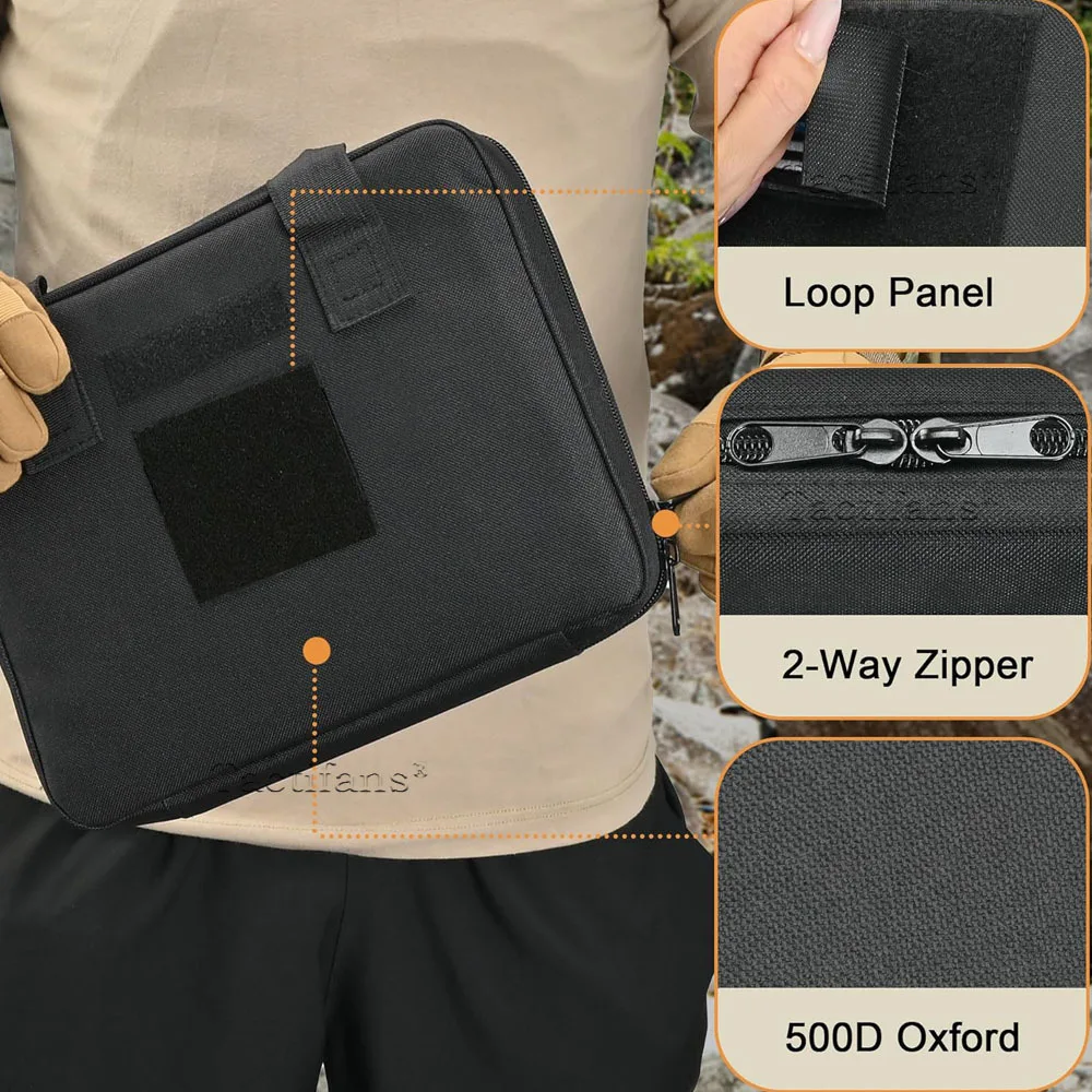 Estuche táctico para pistola de mano, estuche para pistola, bucles elásticos suaves, Panel de bucle acolchado doble, bolsas para pistola, bolsa de almacenamiento para transporte de pistola, bolsa de caza - imagen 4