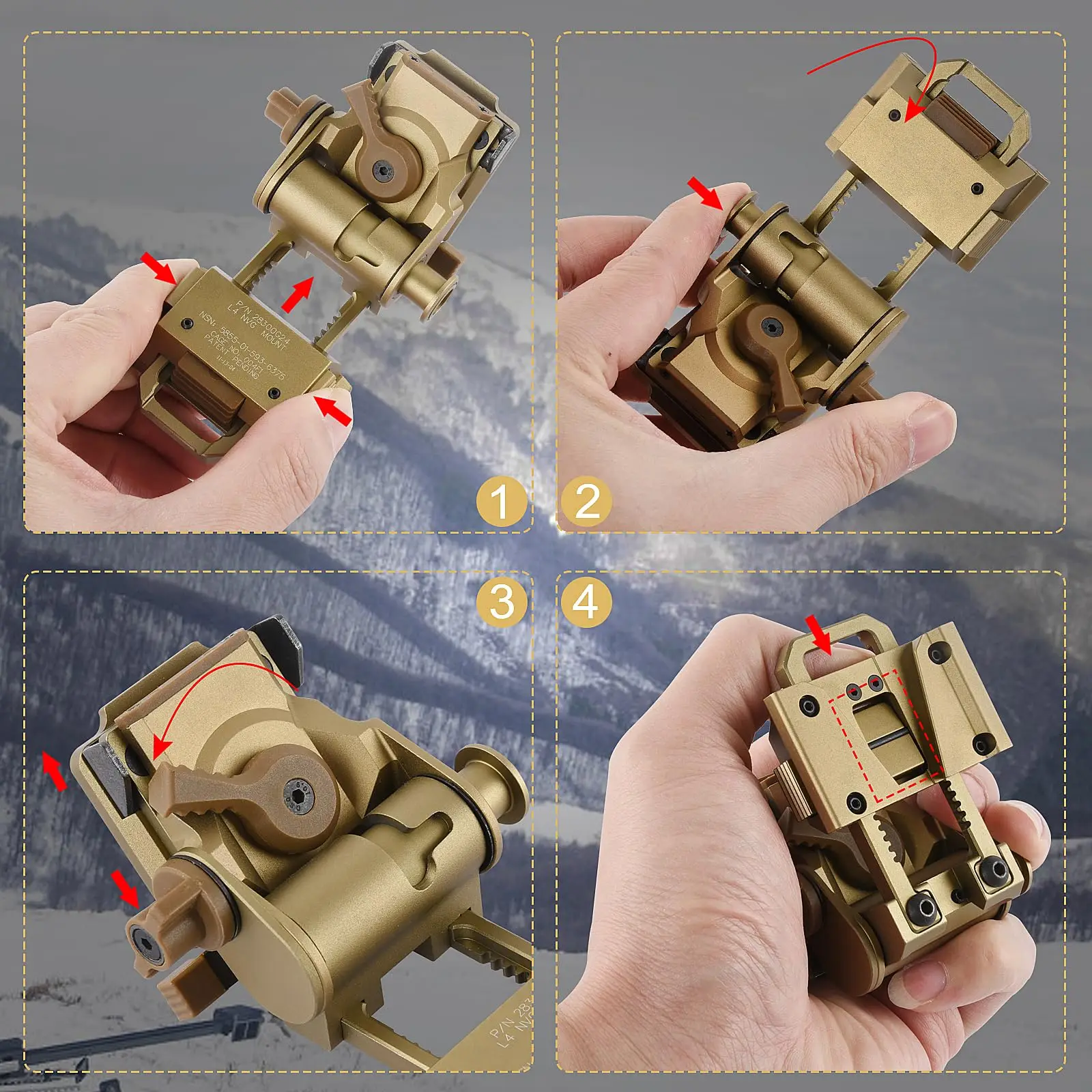 BOOIU NVG Mount PVS14/15/18 G24 montaje de aluminio L4G24 NVG Mount casco para gafas de visión nocturna NVG Metal casco montaje CS juegos - imagen 3