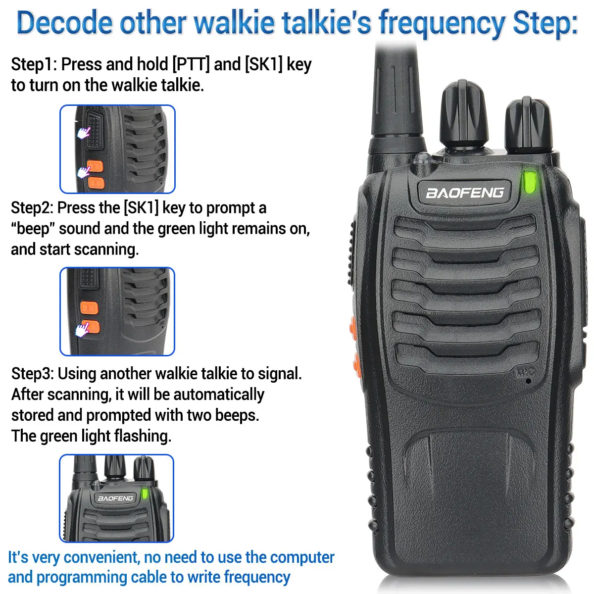 2PCS New Baofeng BF-888S Pro Upgrade Walkie Talkie Wireless Copy Frequency Long Range Portable BF888S Ham Two Way Radio Hunting - imagen 4