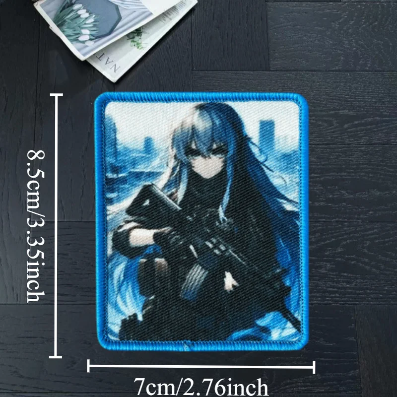 Parche estampado de Chica de Anime, insignia de moral de belleza con gancho y bucle, mochila militar táctica, brazalete, sombreros, pegatinas, parches para ropa - imagen 3