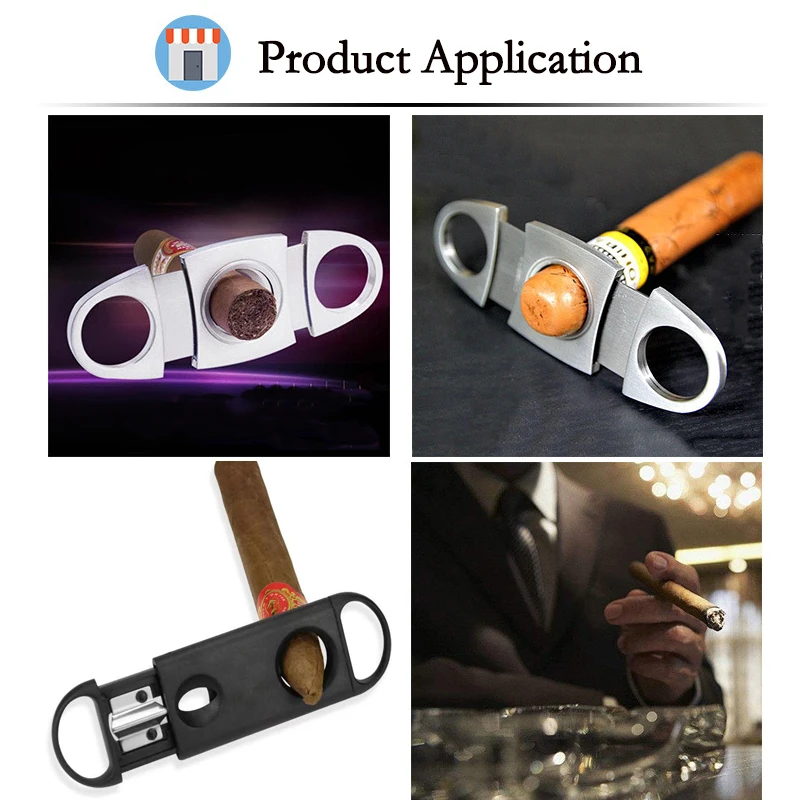 Cortador de cigarros portátil de tamaño bolsillo, tijeras de cigarro cepilladas de acero inoxidable y Material plástico, guillotina - imagen 2