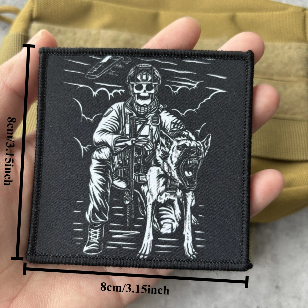 Parche táctico de moral de soldado esqueleto, espada de la justicia, parche de gancho y bucle impreso, insignia militar, brazalete, pegatinas para mochila Chevron - imagen 4