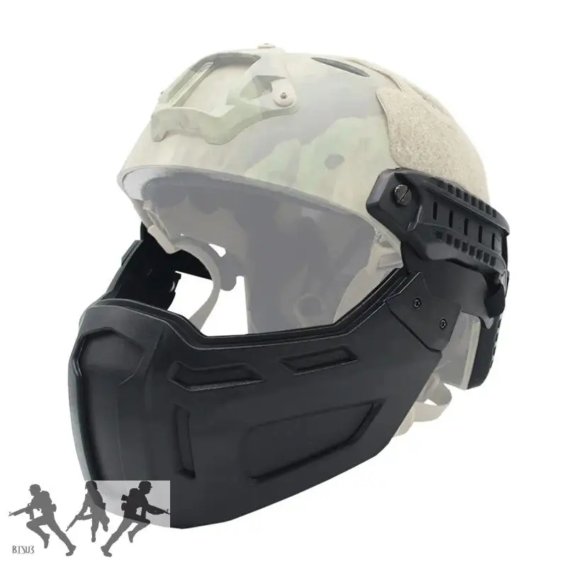 Paintball Airsoft media máscara protección casco riel y visera Flip Up gafas para casco táctico rápido - imagen 3