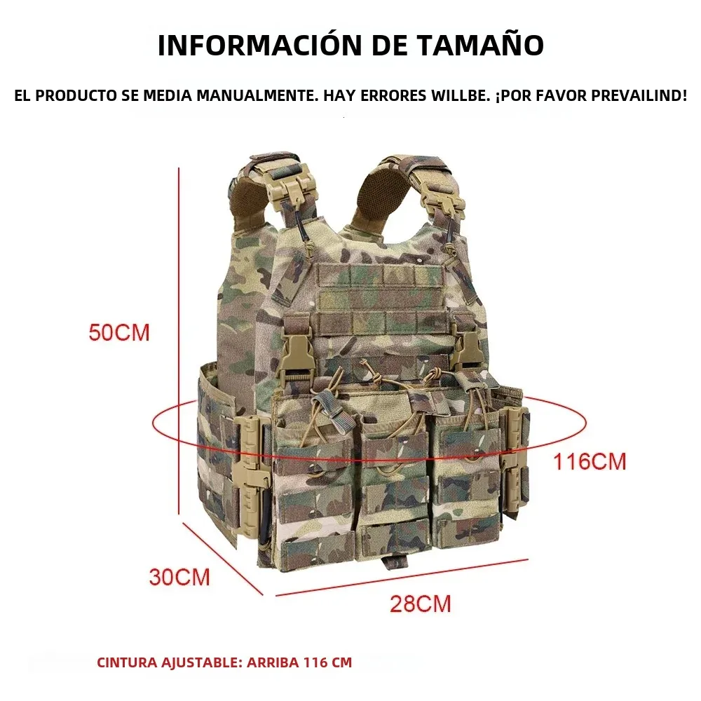 SINAIRSOFT Chaleco táctico de nailon con liberación rápida, soporte de placa multicamuflaje Molle de seguridad, Chaleco de caza - imagen 3