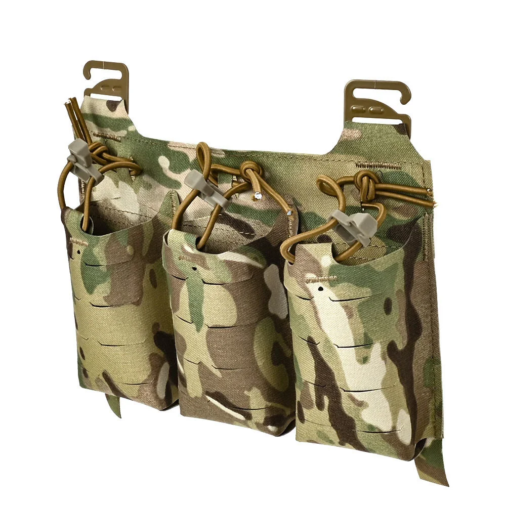 Bolsa Triple M4 para cargador, solapa frontal táctica adaptable, retención de gancho G, Bungee Pull Tab, corte láser, laminado, nailon 500D, Airsoft, 5,56 - imagen 4