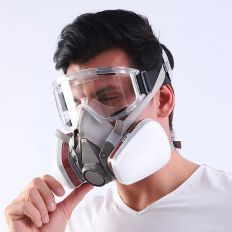 Mascarilla de Gas tipo 6200, respirador Industrial para pulverización de pintura de media cara con gafas protectoras, traje de seguridad, reemplazo de filtro de trabajo - imagen 3